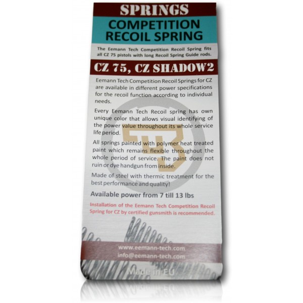 RESSORT RECUPERATEUR EEMANN TECH 12 LBS CZ 75 SP01 SHADOW 1/2 ET-131182