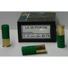 CARTOUCHE JOCKER PIGEON 36 36GR CAL. 12/70 BOURRE JUPE PLOMBS DE 7.5 X25