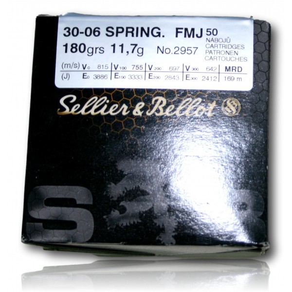 MUNITIONS 30-06 SELLIER BELLOT FMJ 180GR BTE 50