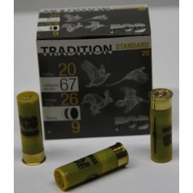 CARTOUCHE FOB TRADITION STANDARD 26GR BOURRE GRASSE PLOMBS DE 9 CAL. 20/67 X25