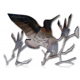 COUPLE DE BECASSE METAL DECORATIF