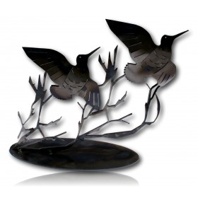 COUPLE DE BECASSE METAL DECORATIF