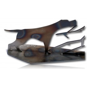 BECASSE + CHIEN METAL DECORATIF