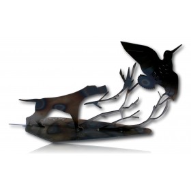 BECASSE + CHIEN METAL DECORATIF