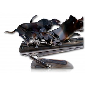 SANGLIER AUX FERME + CANON + 5 CHIENS