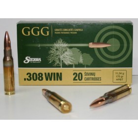 CARTOUCHE GGG 175GR HPBT CAL. 308 WIN X20