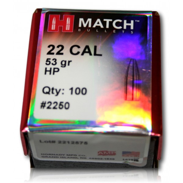 OGIVE HORNADY 22 53 GR BTHP BTE 100 2250