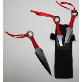 ENSEMBLE DE 3 KUNAI RUBAN ROUGE