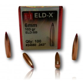 OGIVE HORNADY CAL 6MM 243 ELD-X 103GR BTE 100 24550