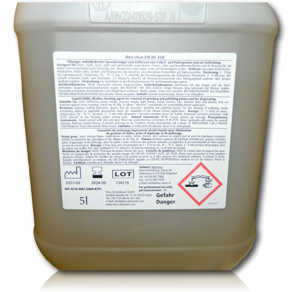SOLUTION ULTRASON ELMA TEC CLEAN 210 POUR ACIER 5L