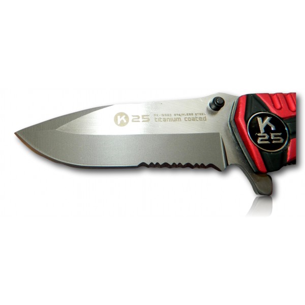 COUTEAU PLIANT K25 ROUGE/NOIR. LAME 9.2 19653