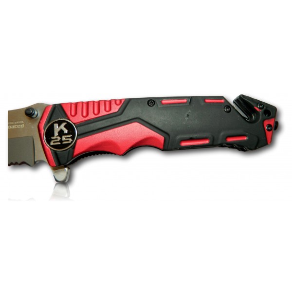 COUTEAU PLIANT K25 ROUGE/NOIR. LAME 9.2 19653