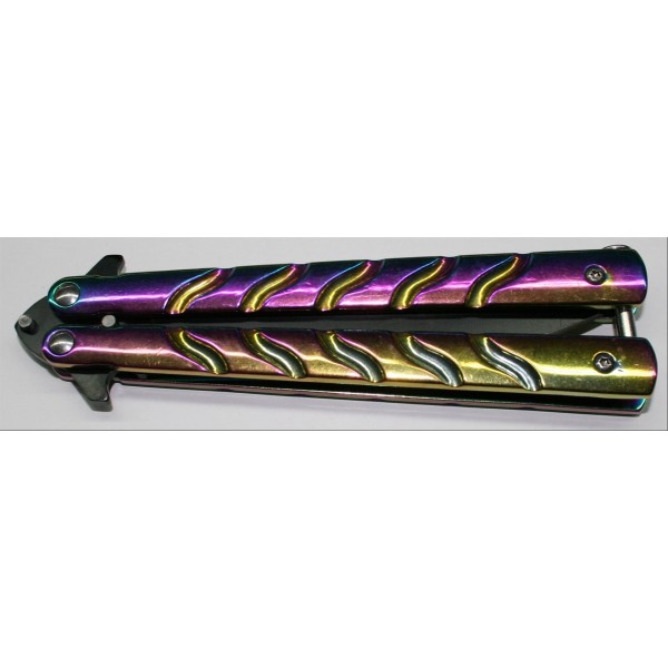 COUTEAU PAPILLON ALBAINOX VIOLET LAME NOIRE