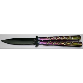 COUTEAU PAPILLON ALBAINOX VIOLET LAME NOIRE