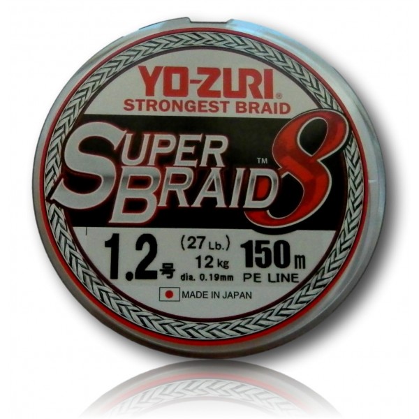 TRESSE YO-ZURI SUPERBRAID 8X 1.2 ARGENT 150M