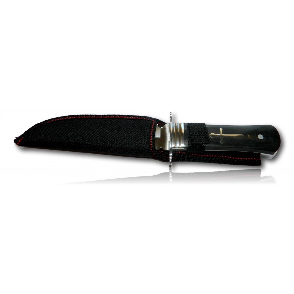 COUTEAU TEMPLIER LAME 16CM MANCHE NOIR ET CROIX 987