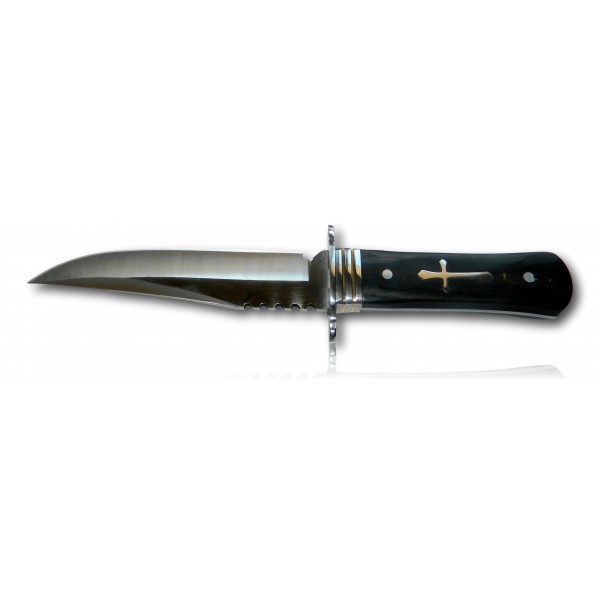 COUTEAU TEMPLIER LAME 16CM MANCHE NOIR ET CROIX 987