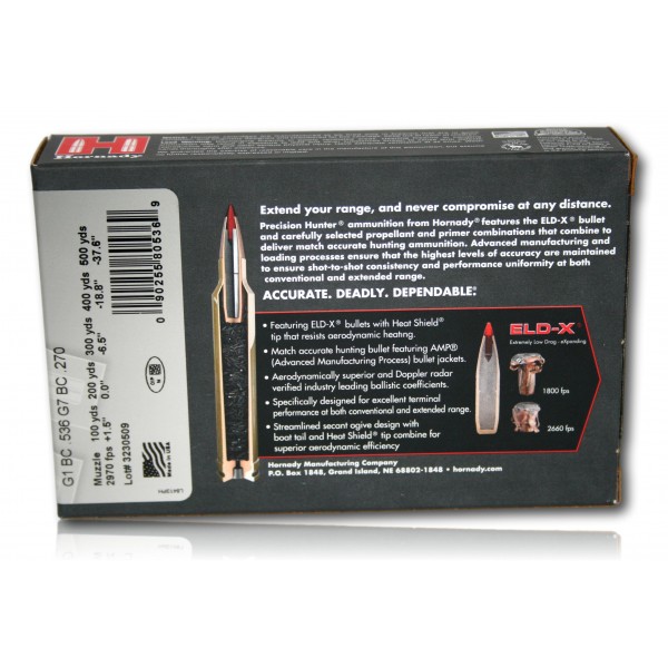 270 WIN HORNADY 145 GR ELD-X BTE 20 80536