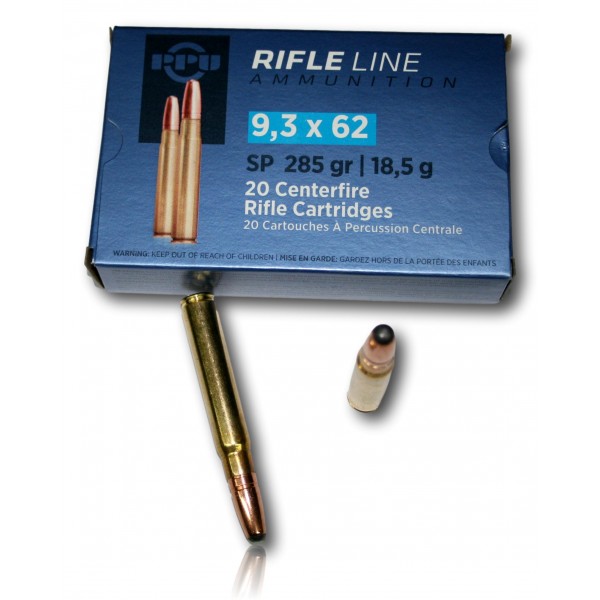 MUNITION PARTIZAN PPU CAL9.3X62 285 GR 18.5G SP BTE 20