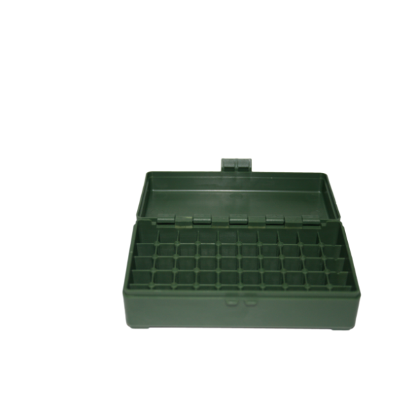 BOITE DE RANGEMENT VERTE 50 MUNITIONS CAL 9mm