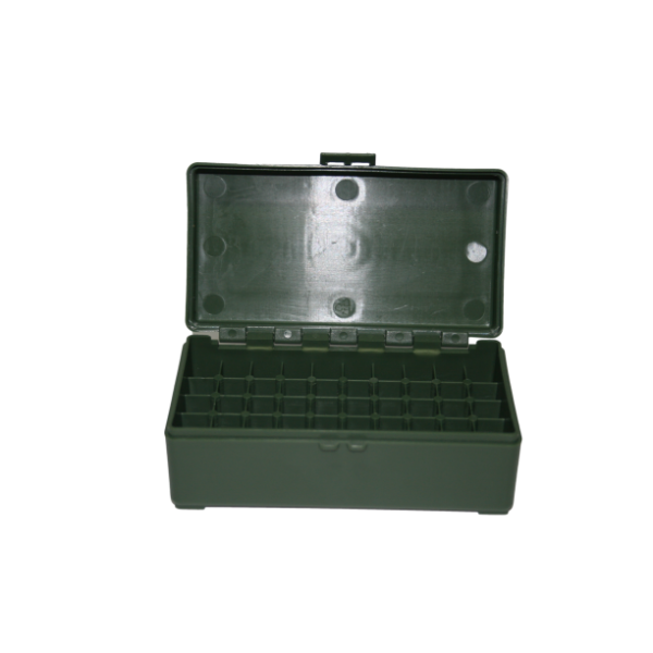 BOITE DE RANGEMENT VERTE 50 MUNITIONS CAL357