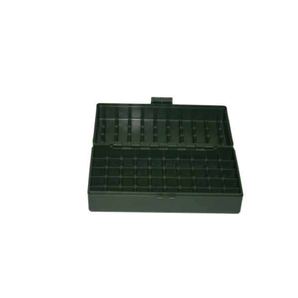BOITE DE RANGEMENT VERTE 50 MUNITIONS CAL45 ACP