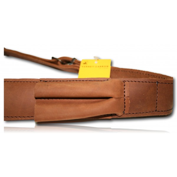 Bretelle pour carabine en cuir avec 2 logements pour balles