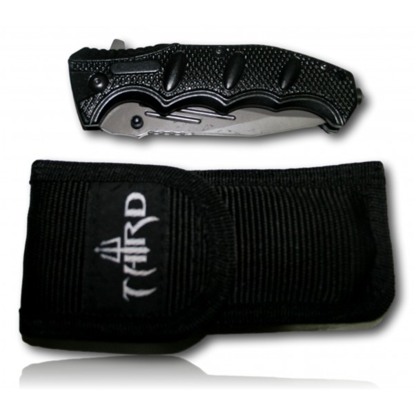 COUTEAU THIRD ALUMINIUM NOIR 13CM INOX + ETUI