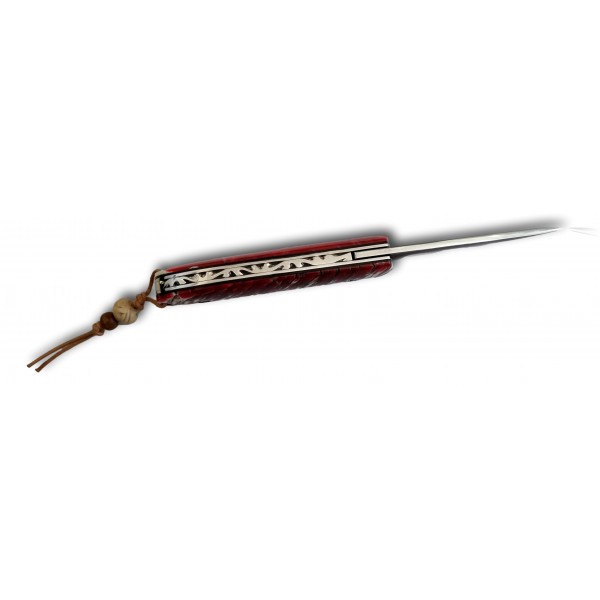 COUTEAU CITADEL FIDEL POMME DE PIN ROUGE/BLANC