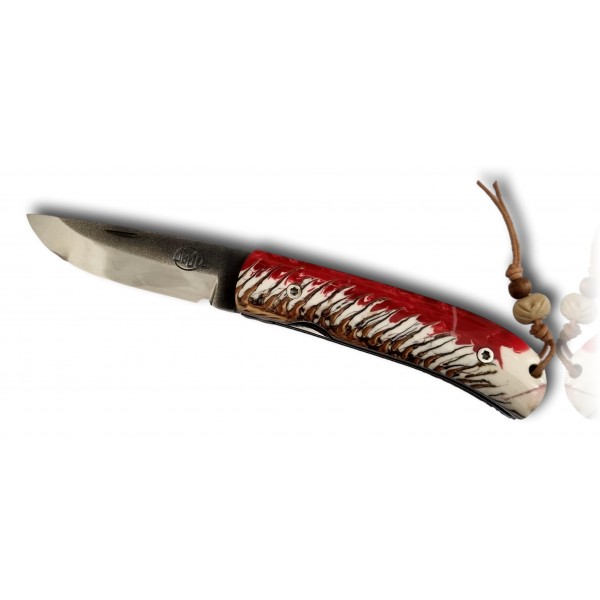 COUTEAU CITADEL FIDEL POMME DE PIN ROUGE/BLANC