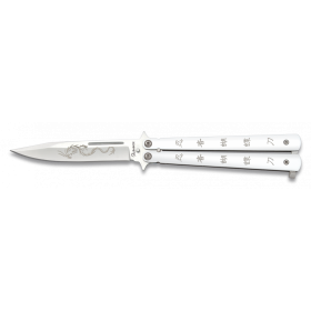 COUTEAU PAPILLON NINJA DRAGON BLANC LAME 10.5CM 02096