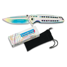 COUTEAU PLIANT RAINBOW. HOUSSE. LAME 9.5 CM 18059