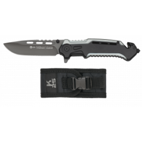 COUTEAU PLIANT TACTIQUE K25 GRIS/NOIR LAME 8.70 CM 18765