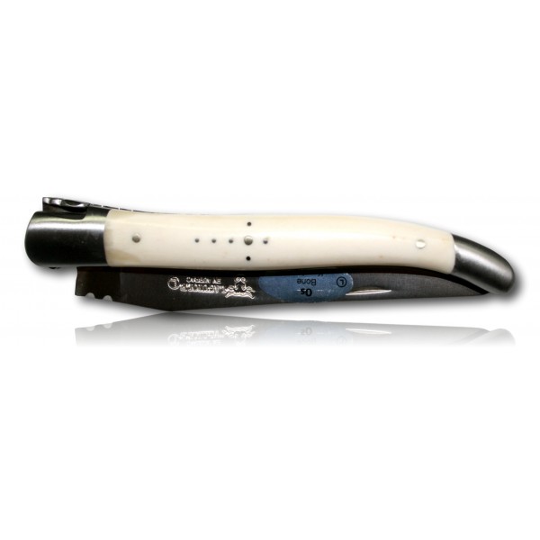 COUTEAU LAGUIOLE EN AUBRAC 12CM INOX 2 MITRES OS DE VACHE