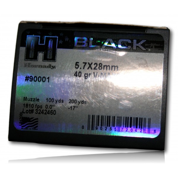 MUNITIONS HORNADY BLACK 5.7X28MM 40GR V-MAX