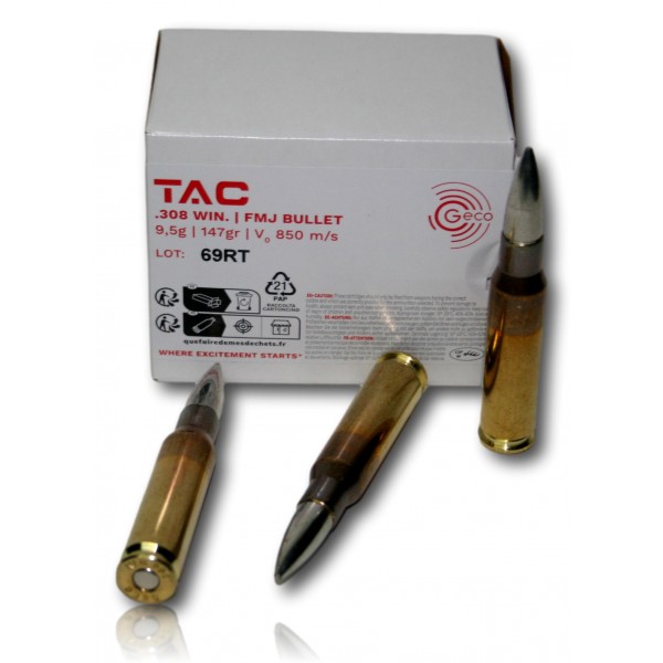 MUNITION GECO TAC 308WIN FMJ 9.5GR/147GRAINS