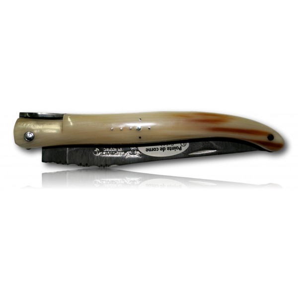 COUTEAU LAGUIOLE EN AUBRAC 12CM INOX TOUR EFFEIL POINTE DE CORNE EDITION LIMITEE