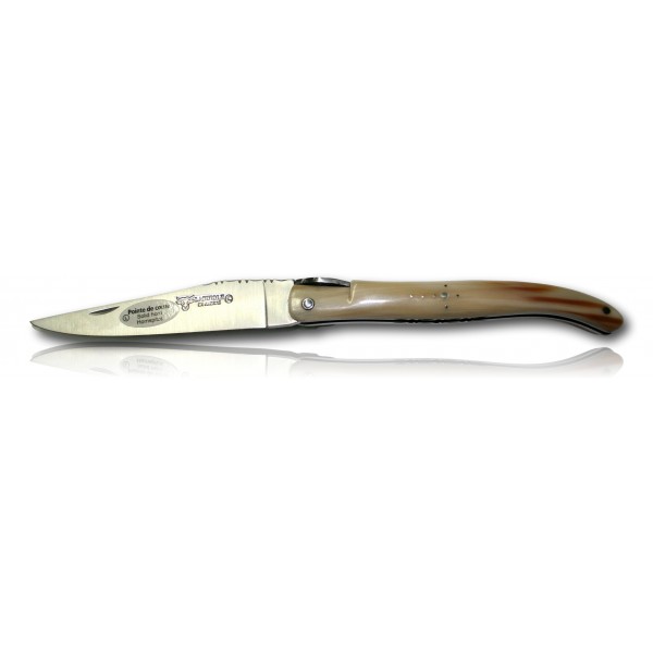 COUTEAU LAGUIOLE EN AUBRAC 12CM INOX TOUR EFFEIL POINTE DE CORNE EDITION LIMITEE