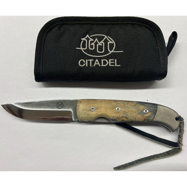 COUTEAU CITADEL DANANG LOUPE ERABLE STABILISE BLEU MITRE DAMAS