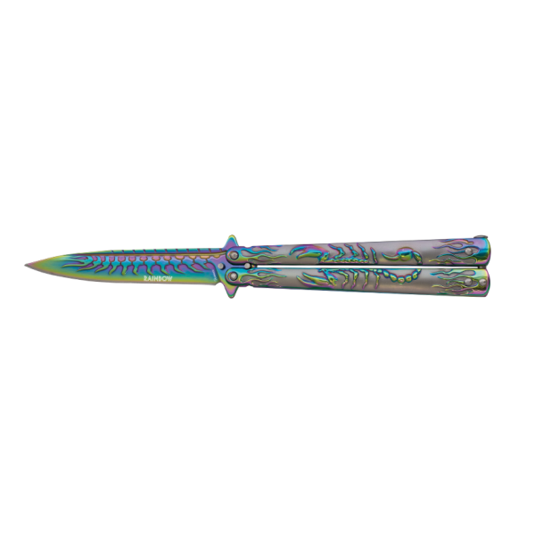 COUTEAU PAPILLON ALBAINOX RAINBOW SCORPION LAME 10.9CM - 02280
