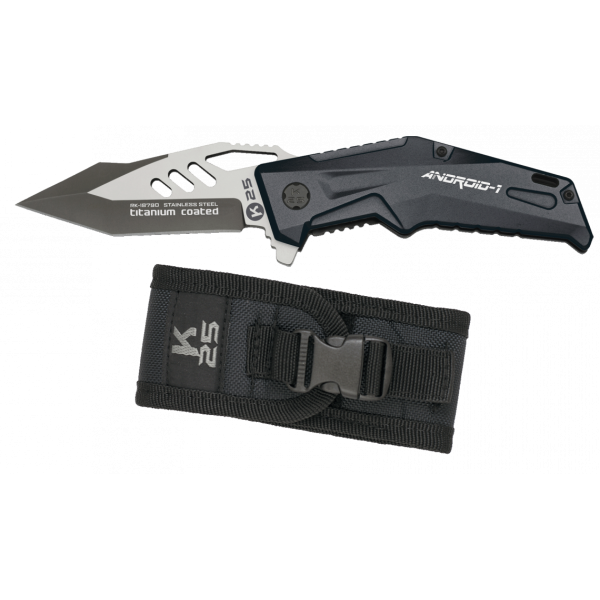 COUTEAU PLIANT K25 ANDROID NOIR LAME 9CM - 18790