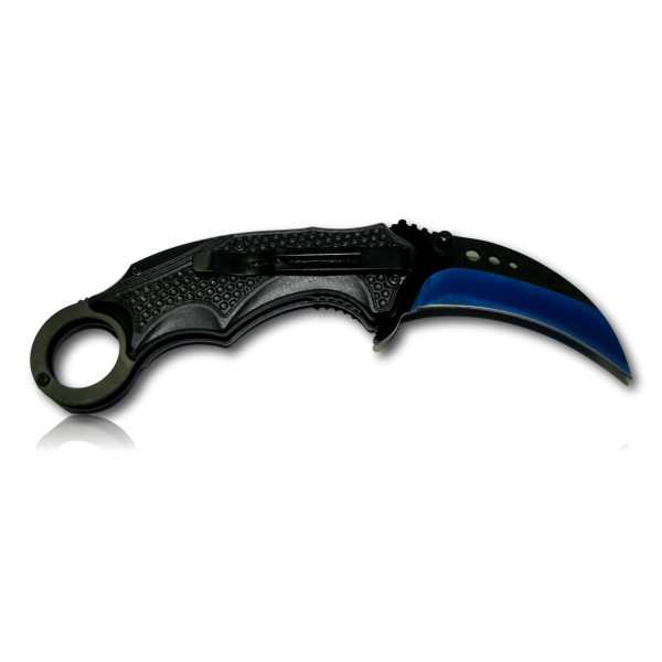 COUTEAU KARAMBIT OUVERTURE ASSISTEE NOIR ET BLEU 280