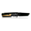 COUTEAU OUVERTUR ASSISTEE NOIR ET IMPRESSION BOIS LAME DROITE 8CM 306