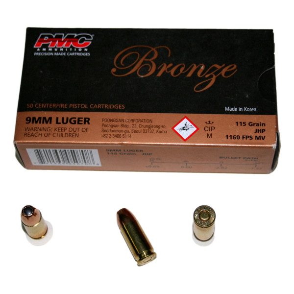 MUNITIONS 9X19 PMC JHP 115GR BTE 50