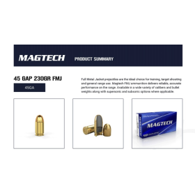 MUNITION MAGTECH 45 GAP * BOITE DE 50