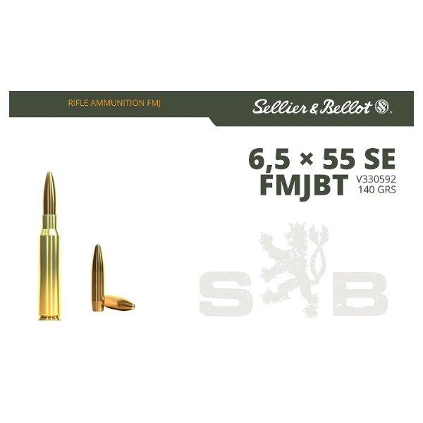 CARTOUCHES SELLIER ET BELLOT 6.5X55SE FMJ 140GR/9.1GRAMMES BT DE 20