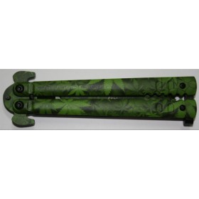 COUTEAU PAPILLON ALBAINOX FEUILLES CANABIS