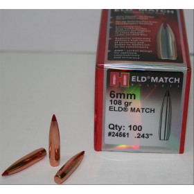 OGIVE HORNADY ELD MATCH 24561 CAL 6MM 108GR X100