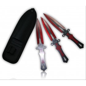 SET DE 3 COUTEAUX A LANCER ALBAINOX CROIX DE MALTE + ETUIT LAME 8CM 32343