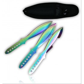 SET 3 COUTEAUX A LANCER RAINBOW + ETUIT LAME 10CM 32036